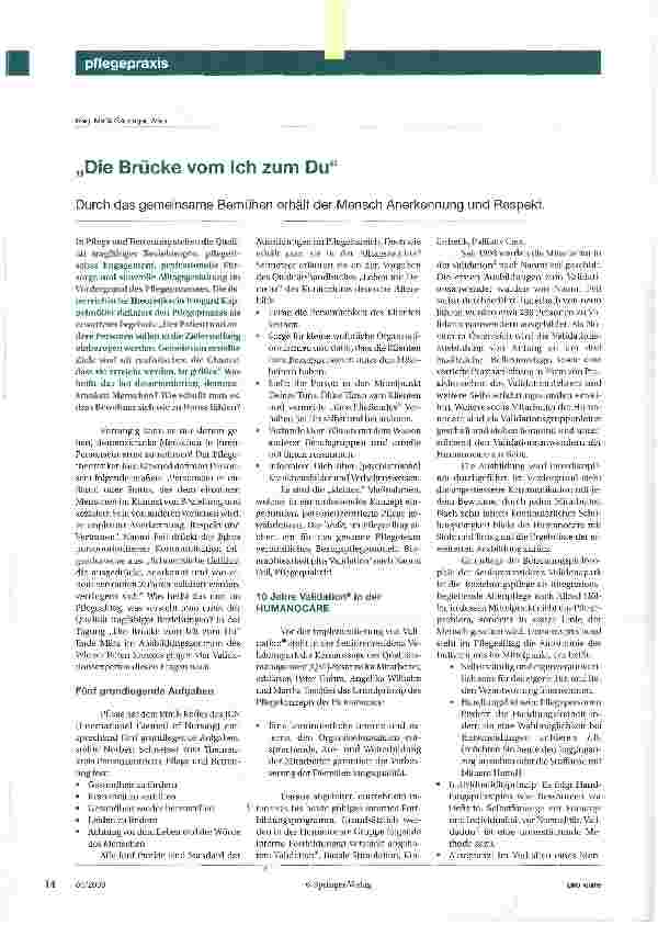 Vorschauseite 1: „Die Brücke vom Ich zum DuDurch das gemeinsame Bemühen erhält der Mensch Anerkennung und Respekt.