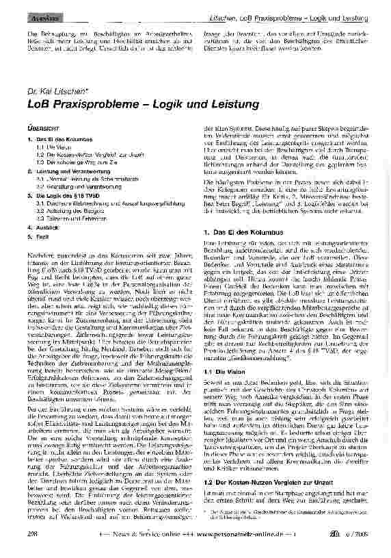 Vorschauseite 1: LoB Praxisprobleme - Logik und Leistung