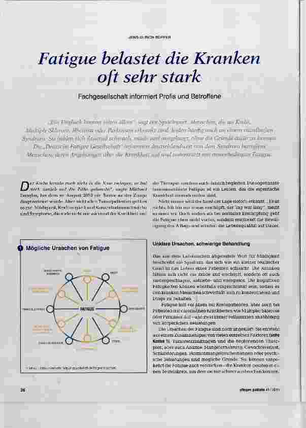 Vorschauseite 1: Fatigue helastet die Kranken oft sehr stark