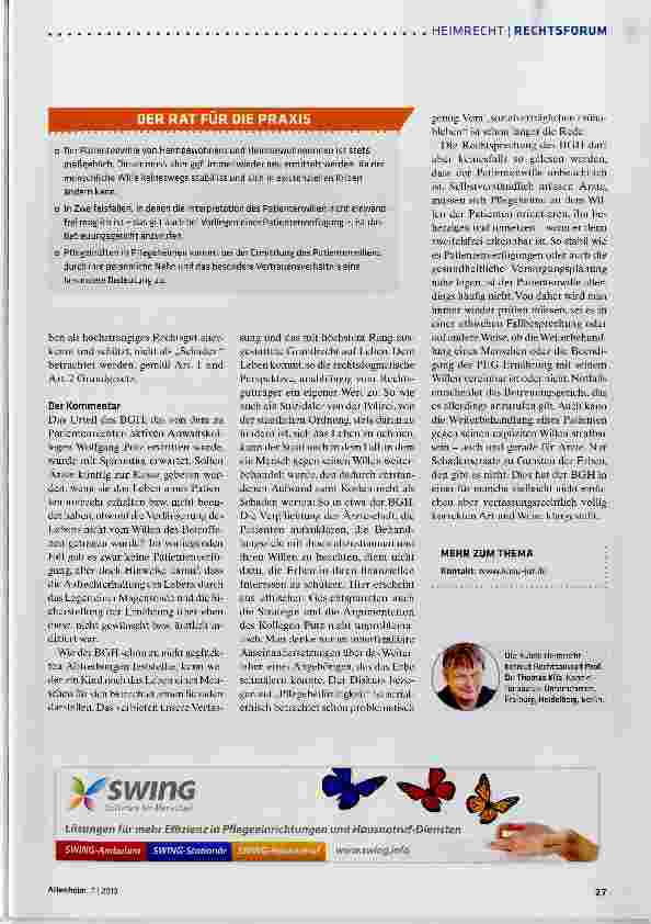 Vorschauseite 2: BGH-Urteil: Leben zu verlängern ist kein Schaden