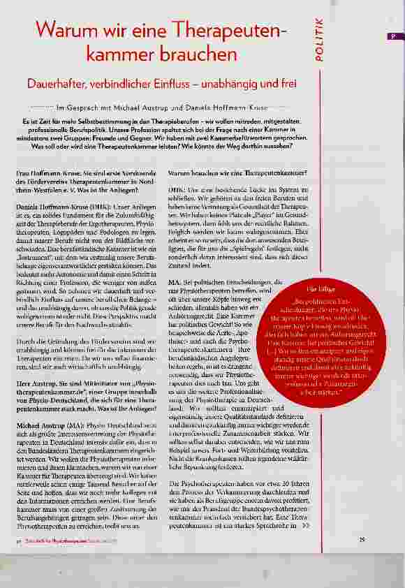 Vorschauseite 2: Warum wir eine Therapeutenkammer brauchen