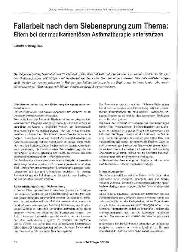 Vorschauseite 1: Fallarbeit nach dem Siebensprung zum Thema