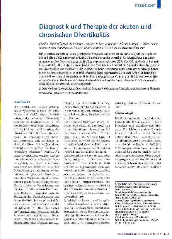 Vorschauseite 1: Diagnostik und Therapie der akuten und chronischen Divertikulitis