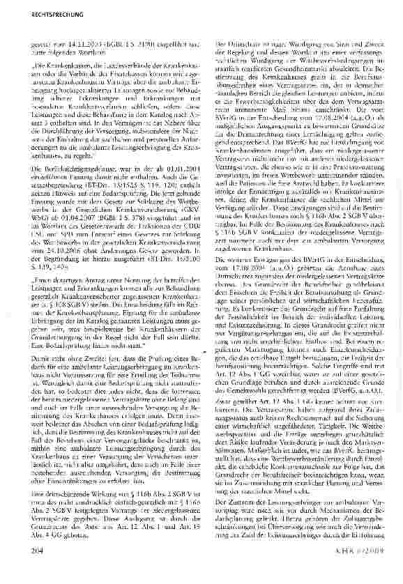 Vorschauseite 5: Zur Anfechtbarkeit der Bestimmung eines Krankenhauses zur ambulanten Behandlung gem. § 116b Abs. 2 SGB V durch einen Vertragsarzt