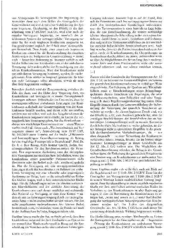 Vorschauseite 6: Zur Anfechtbarkeit der Bestimmung eines Krankenhauses zur ambulanten Behandlung gem. § 116b Abs. 2 SGB V durch einen Vertragsarzt