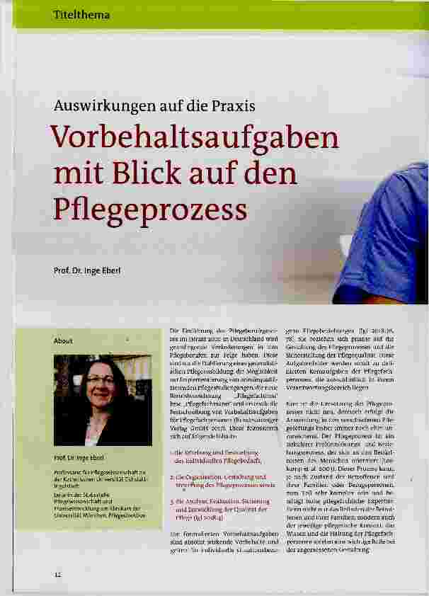 Vorschauseite 1: Vorbehaltsaufgaben mit Blick auf den Pflegeprozess