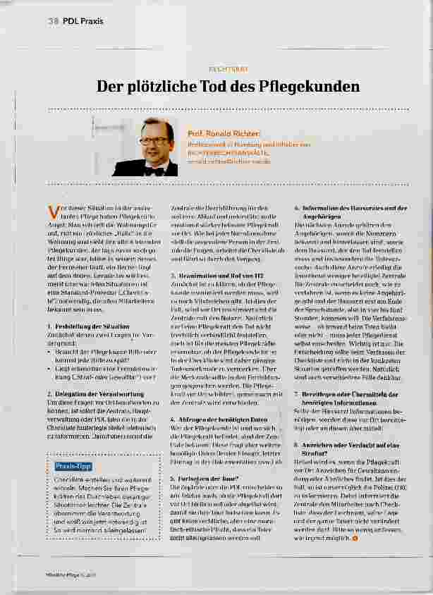 Vorschauseite 1: Der plötzliche Tod des Pflegekunden