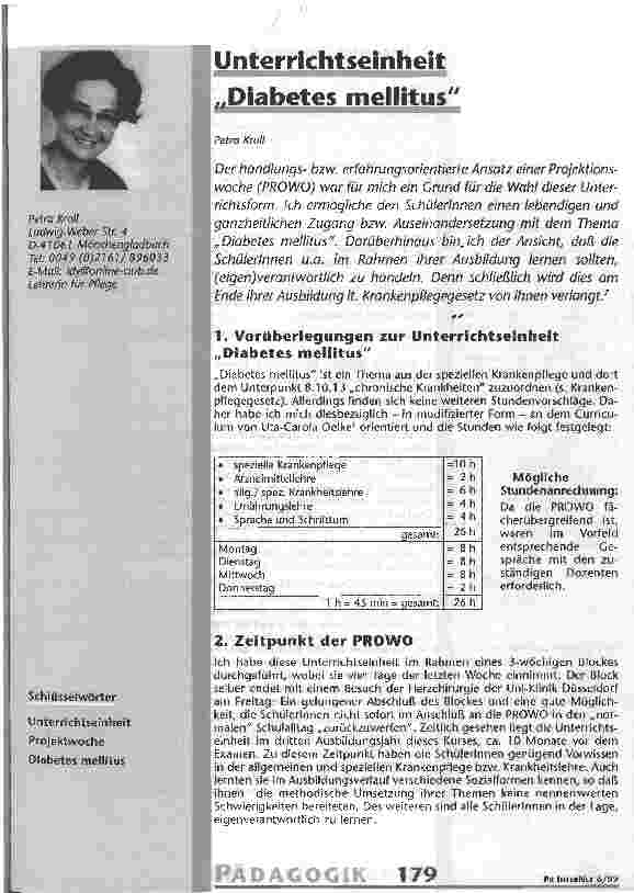 Vorschauseite 1: Unterrichtseinheit Diabetes mellitus