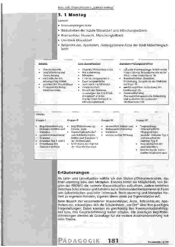 Vorschauseite 3: Unterrichtseinheit Diabetes mellitus