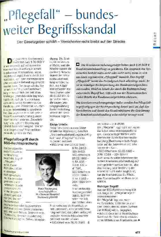 Vorschauseite 1: Pflegefall - bundesweiter Begriffsskandal Der Gesetzgeber schläft - Versichertenrecht bleibt auf der Strecke