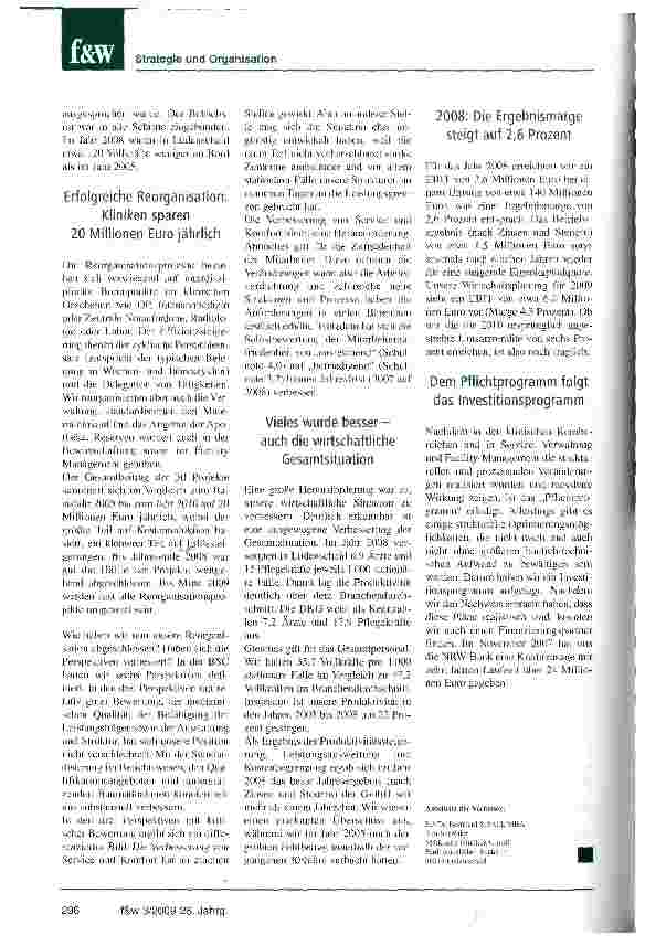 Vorschauseite 5: Nichts ist unmöglich:Gute Medizin zu geringeren KostenDie Märkische Kliniken GmbH hat sich mit Erfolg reorganisiert und schreibt wieder schwarze Zahlen