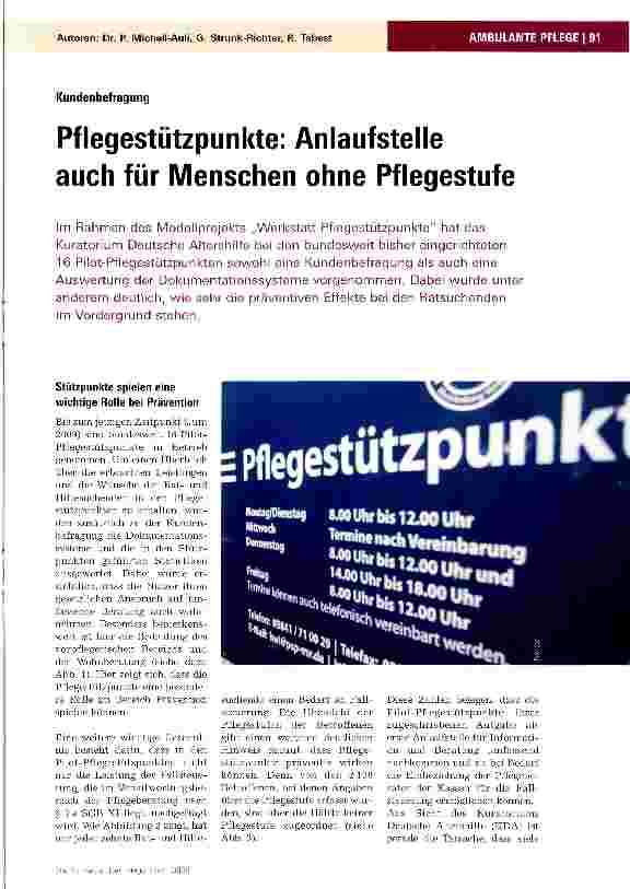 Vorschauseite 1: Pflegestützpunkte: Anlaufstelle auch für Menschen ohne Pflegestufe