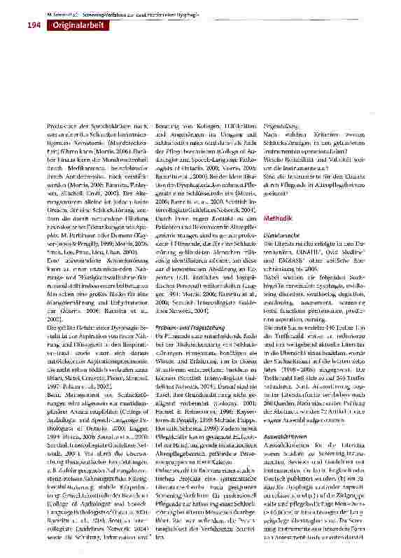 Vorschauseite 2: Screening-Verfahren zur Identifikation einer Dysphagie bei älteren Menschen -Ein systematischer Literaturüberblick
