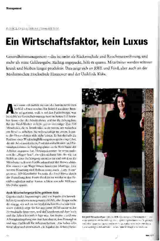 Vorschauseite 1: Ein Wirtschaftsfaktor, kein Luxus