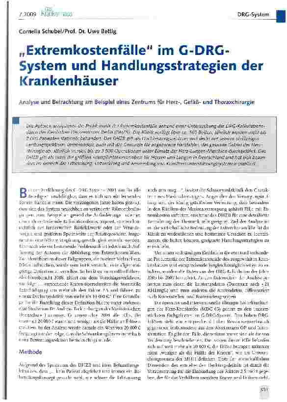 Vorschauseite 1: Extremkostenfälle im G-DRG-System und Handlungsstrategien der Krankenhäuser