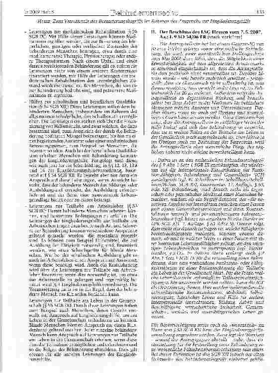 Vorschauseite 2: Zum Verständnis des Behinderungsbegriffs und zur Beoeutung desselben im Rahmen des Anspruchs auf Ein-;liederungshilf e gemäß § 53 und 54 SGB XII