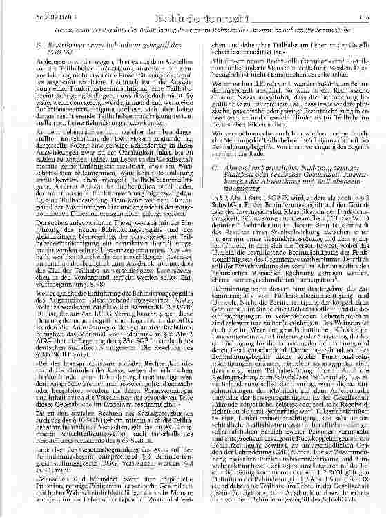 Vorschauseite 4: Zum Verständnis des Behinderungsbegriffs und zur Beoeutung desselben im Rahmen des Anspruchs auf Ein-;liederungshilf e gemäß § 53 und 54 SGB XII