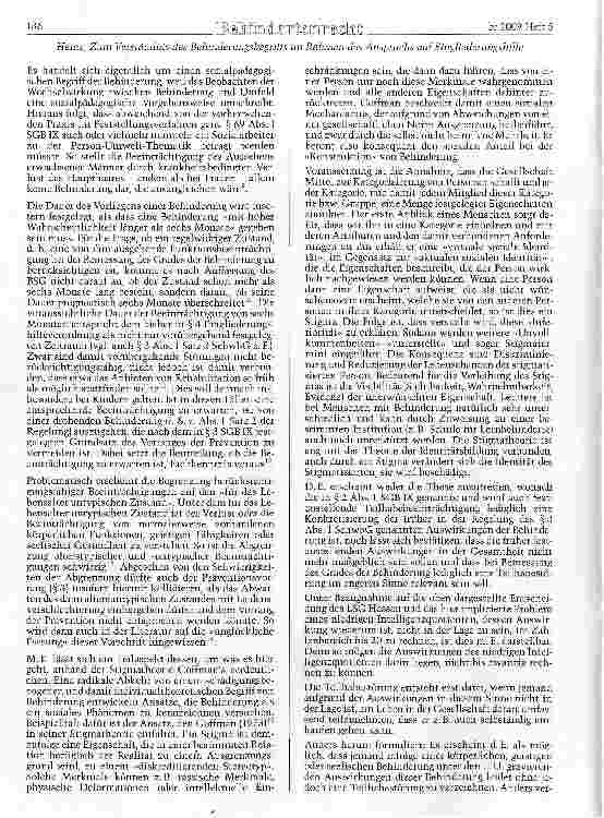 Vorschauseite 5: Zum Verständnis des Behinderungsbegriffs und zur Beoeutung desselben im Rahmen des Anspruchs auf Ein-;liederungshilf e gemäß § 53 und 54 SGB XII