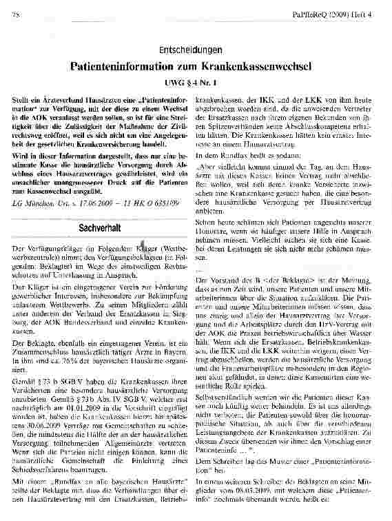 Vorschauseite 1: Entscheidungen Patienteninformation zum Krankenkassenwechsel
