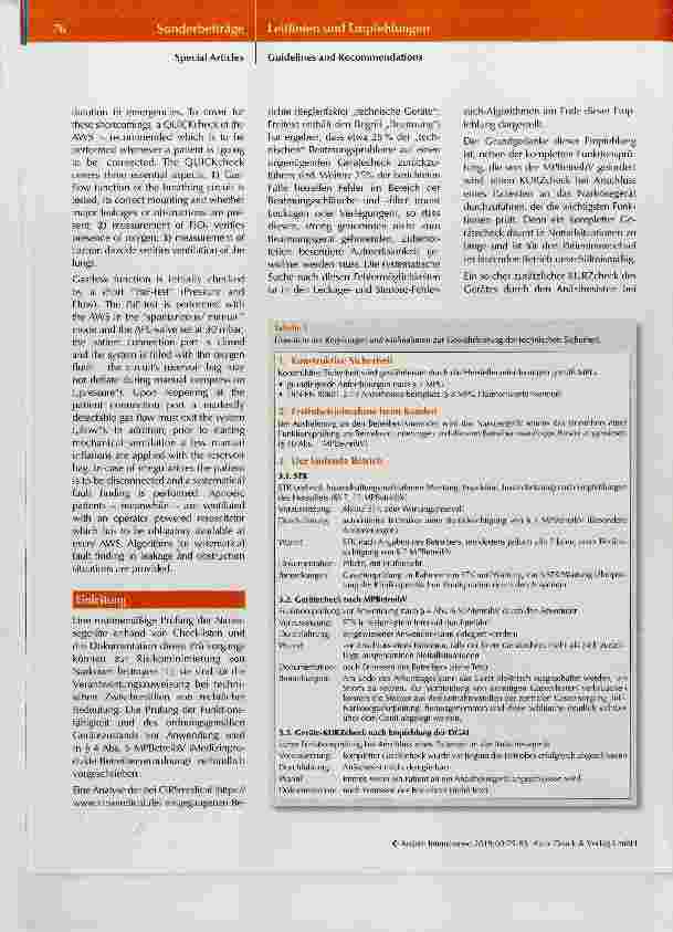Vorschauseite 2: Funktionsprüfung des Narkosegerätes zur Gewährleistung der Patientensicherheit