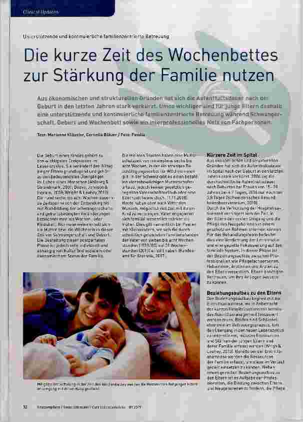 Vorschauseite 1: Die kurze Zeit des Wochenbettes zur Stärkung der Familie nutzen