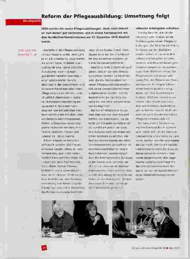 Vorschauseite 1: Reform der Pflegeausbildung: Umsetzung folgt