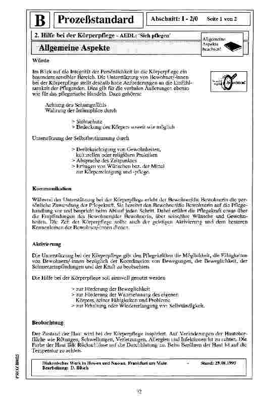 Vorschauseite 6: Pflegeprozessstandards im Handbuch für Qualitätssicherung in stationären Einrichtungen der Altenhilfe