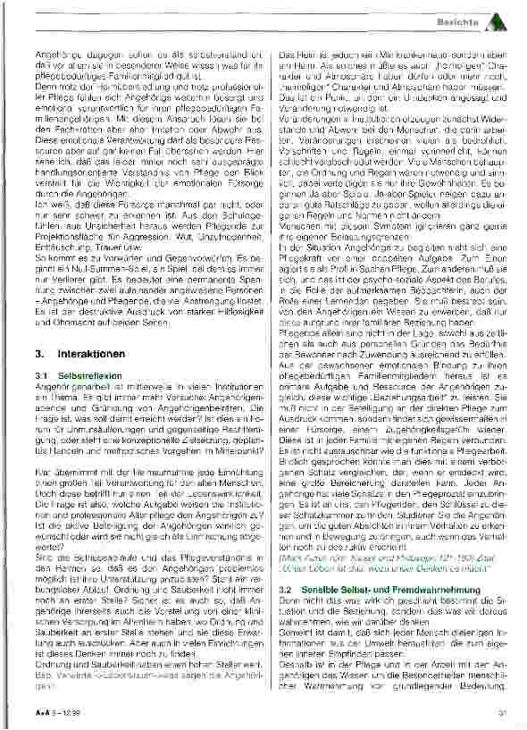 Vorschauseite 3: Die Angehörigen - Fördern oder stören sie den Pflegeprozeß? Zusammenhänge - Interaktionen - Koalitionen