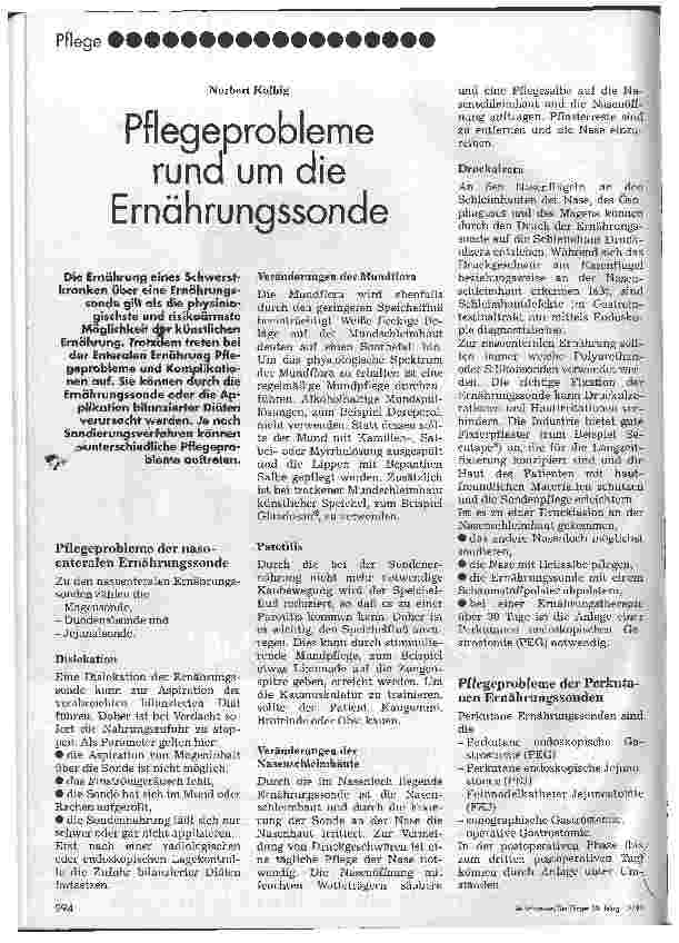 Vorschauseite 1: Pflegeprobleme rund um die Ernährungssonde