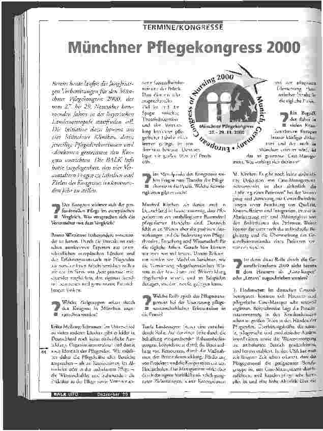 Vorschauseite 1: Münchner Pflegekongress 2000