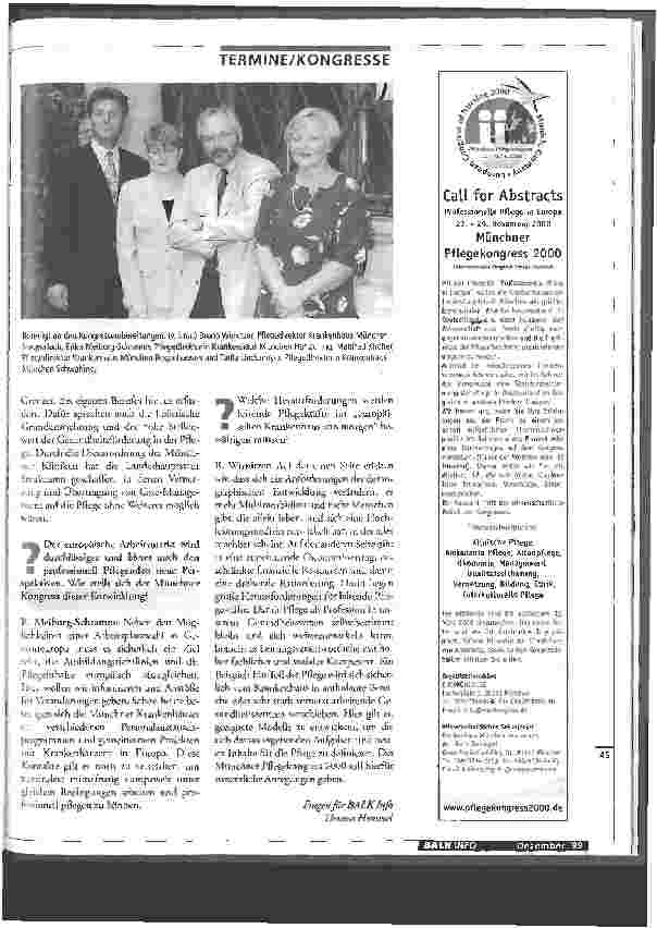 Vorschauseite 2: Münchner Pflegekongress 2000