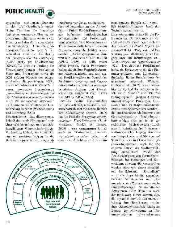 Vorschauseite 2: Berücksichtigung gesundheitlicher Belange im Rahmen der ökologi sehen Stadtentwicklung