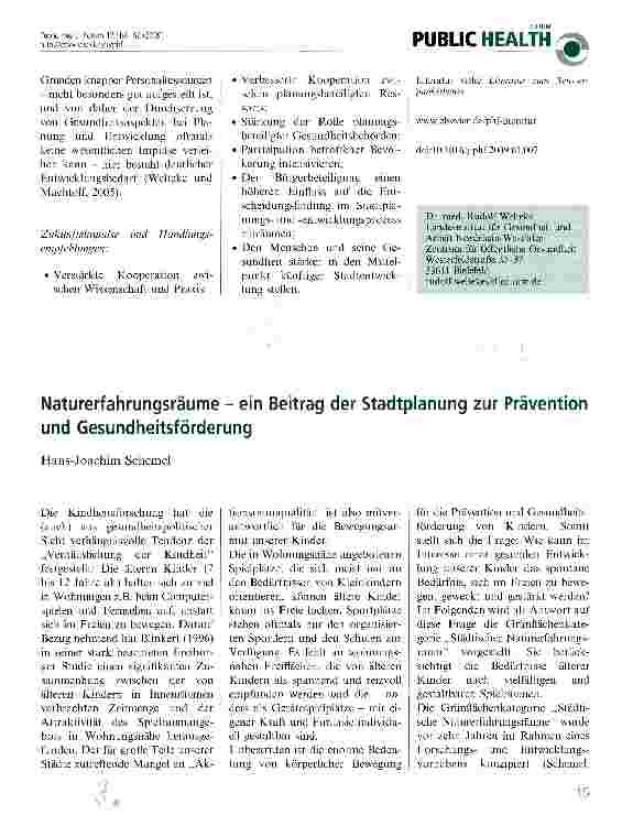 Vorschauseite 3: Berücksichtigung gesundheitlicher Belange im Rahmen der ökologi sehen Stadtentwicklung