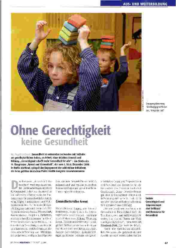 Vorschauseite 1: Ohne Gerechtigkeit keine Gesundheit