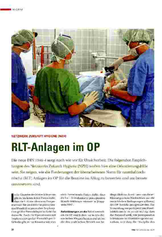 Vorschauseite 1: RLT-Anlagen im OP
