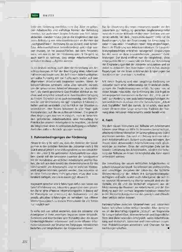 Vorschauseite 6: Soziale Teilhabe am Arbeitsmarkt Hinweise für die Umsetzung des neuen Förderinstruments nach §16i SGB II