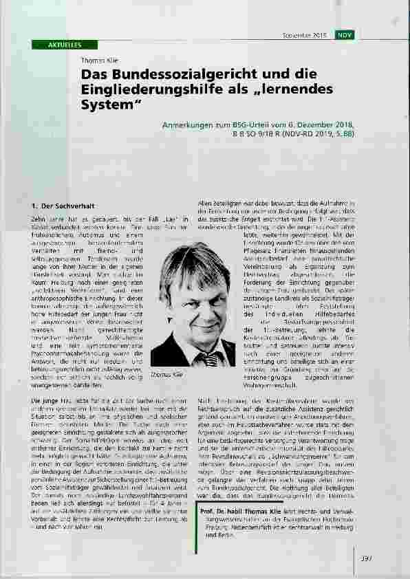 Vorschauseite 1: Das Bundessozialgericht und die Eingliederungshilfe als „lernendes System