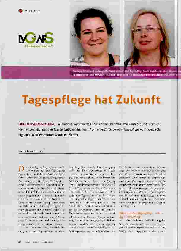 Vorschauseite 1: Tagespflege hat Zukunft