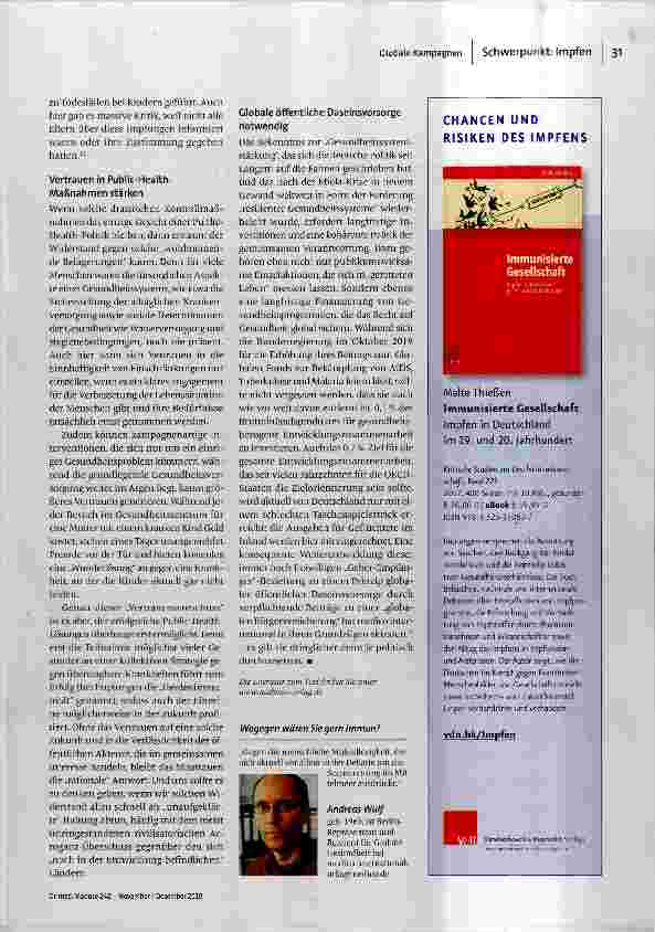Vorschauseite 3: Misstrauen gegen globale Impfprogramme