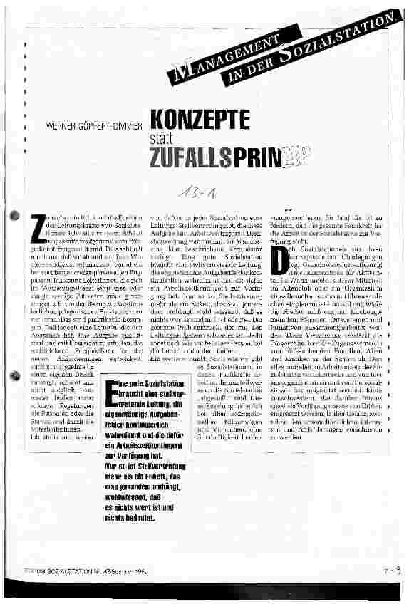 Vorschauseite 2: Konzepte statt Zufallsprinzip Management in der Sozialstation