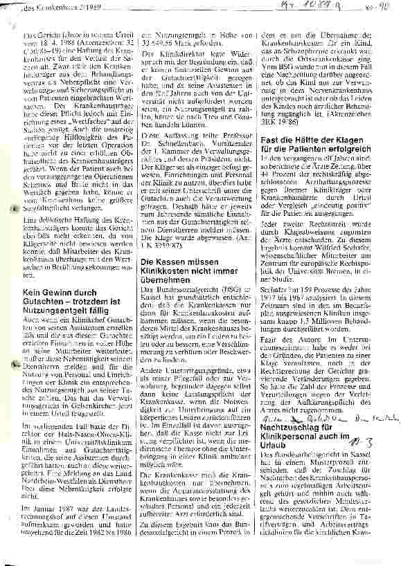 Vorschauseite 1: Nachtzuschlag für Klinikpersonal auch im Urlaub AZ: AZR 404/87