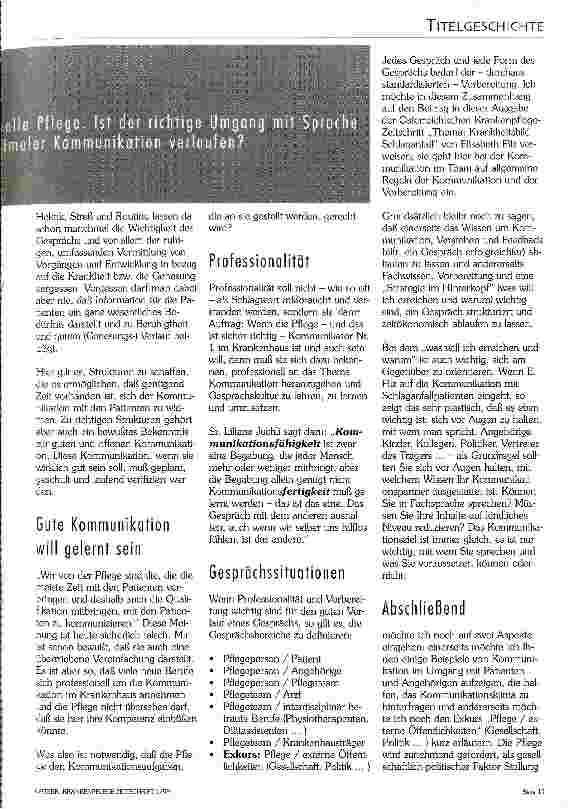 Vorschauseite 2: Kommunikation & Pflege