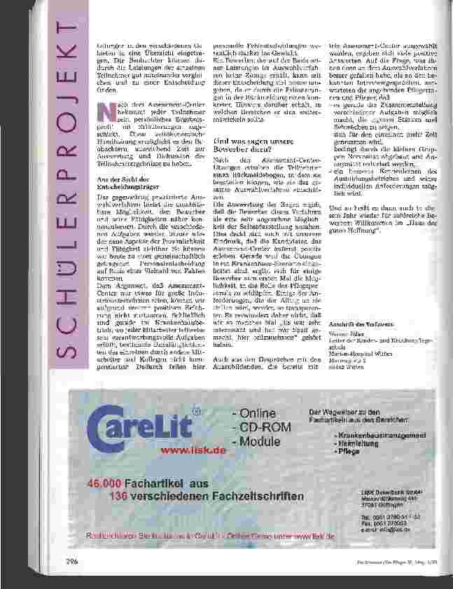 Vorschauseite 5: Bewerberauswahlverfahren an der Krankenpflegeschule