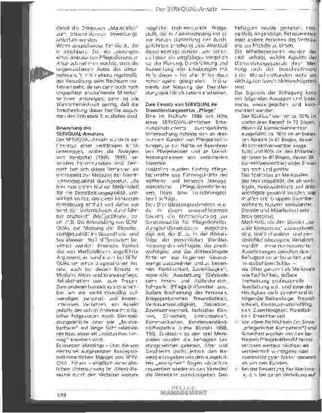 Vorschauseite 4: Der SERVQUAL-Ansatz Eine Methode zur Messung der Dienstleistungsqualität aus Kundensicht
