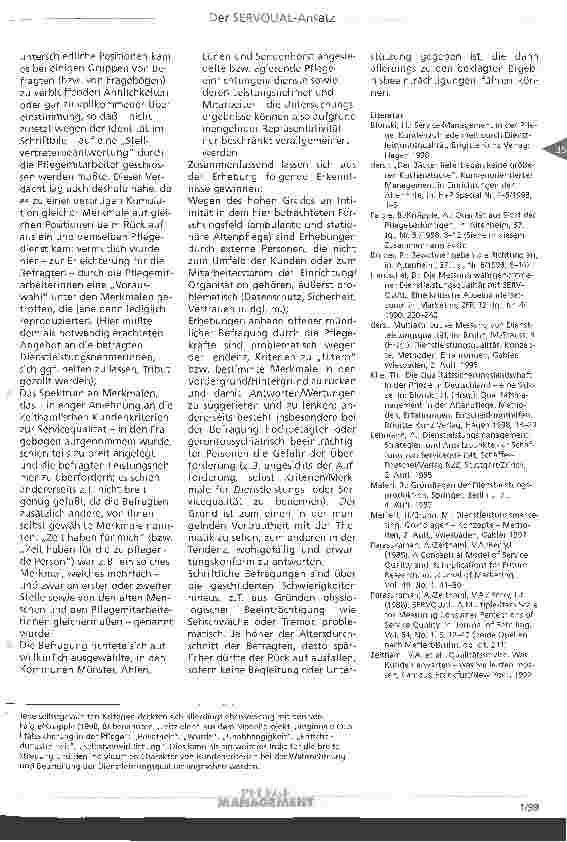 Vorschauseite 5: Der SERVQUAL-Ansatz Eine Methode zur Messung der Dienstleistungsqualität aus Kundensicht