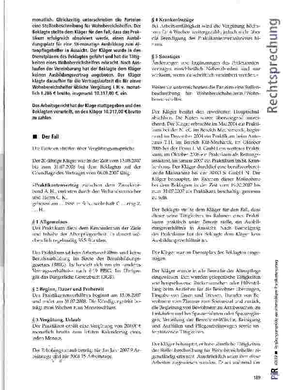 Vorschauseite 2: Vergütungsansprüche aus sittenwidrigem Praktikantenvertrag