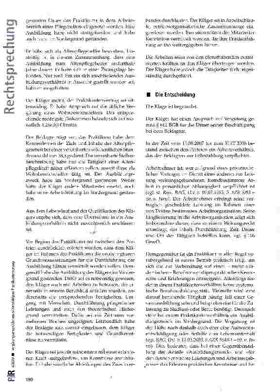 Vorschauseite 3: Vergütungsansprüche aus sittenwidrigem Praktikantenvertrag