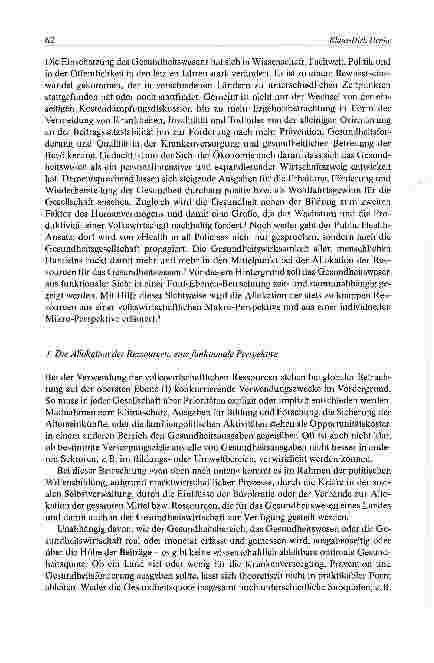 Vorschauseite 2: Die Allokation der stets zu knappen Ressourcen im Gesundheitswesen aus volkswirtschaftlicher Sicht