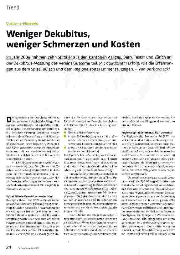 Vorschauseite 1: Weniger Dekubitus, weniger Schmerzen und Kosten