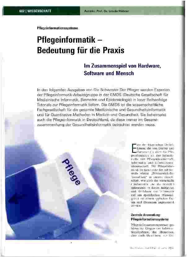 Vorschauseite 1: Pflegeinformatik -Bedeutung für die Praxis